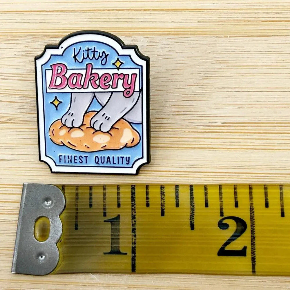 Kitty Bakery Enamel Pin Cute Cat Bread Baking Foodie Kawaii Vintage Aesthetic